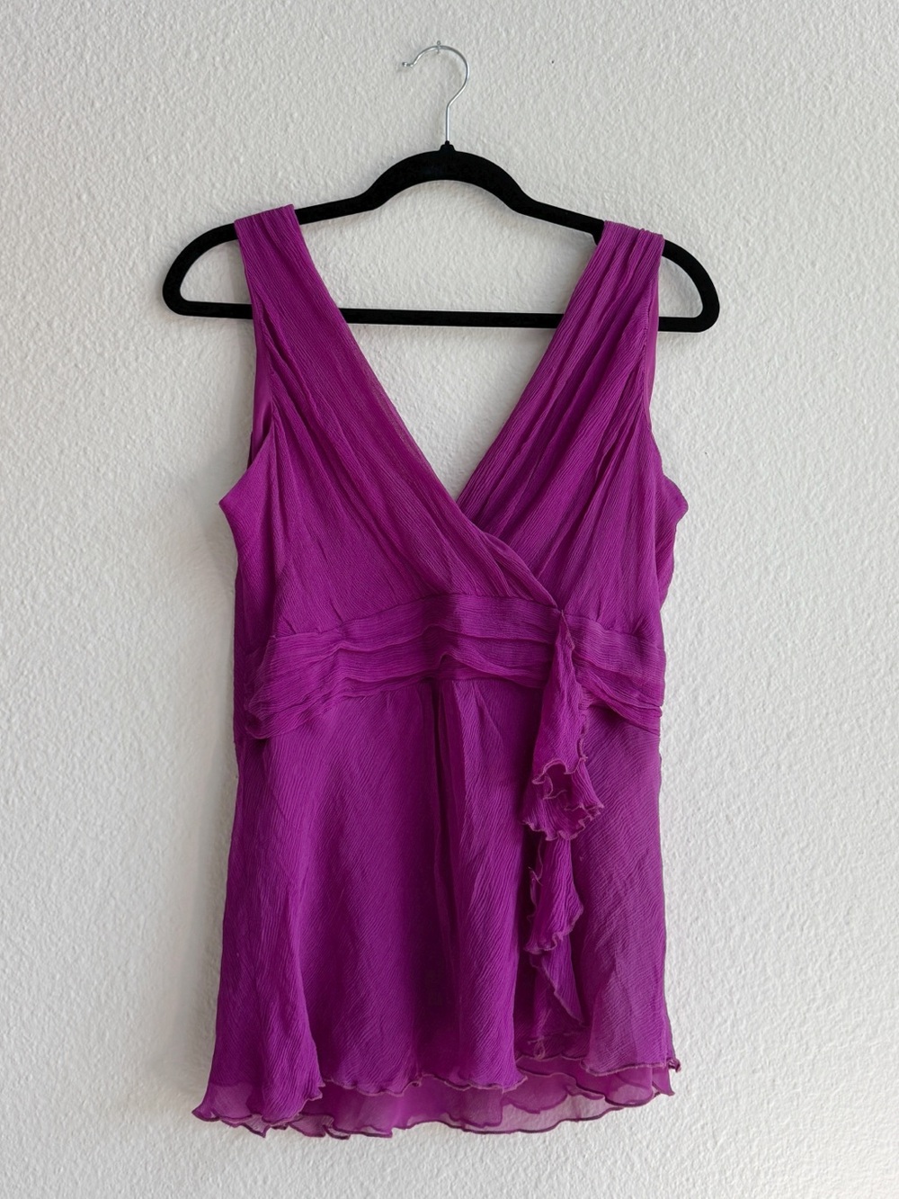 NEXT Vintage Silk V-Neck Ruffle Overlay Women's Top